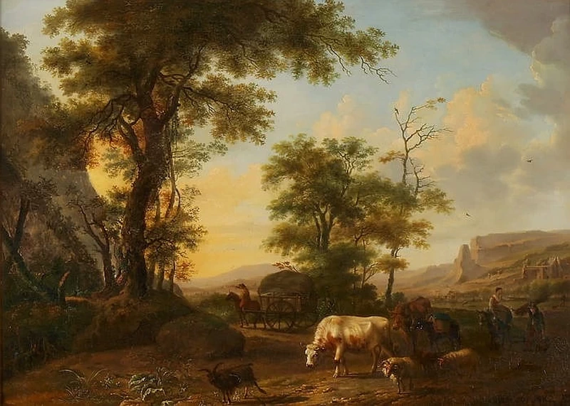 Balthasar Ommeganck - Paesaggio con figure e animali